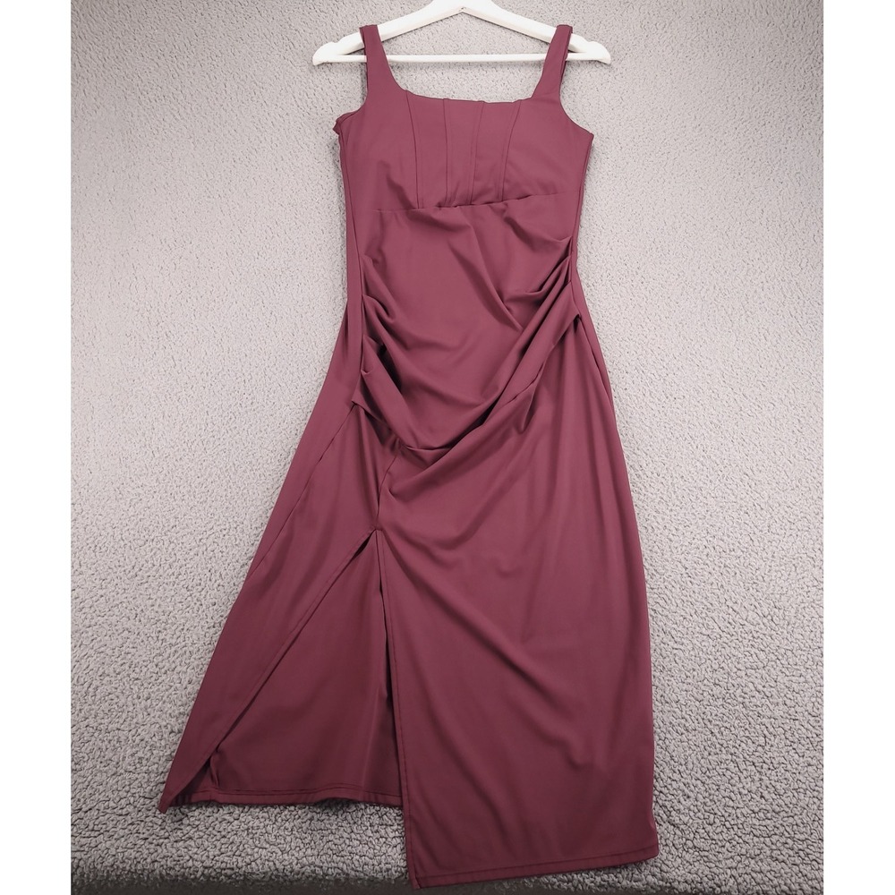 HALARA Dress Size SMALL SoftlyZero Airy Midi Square Neck Corset Split Fig - Picture 15 of 16